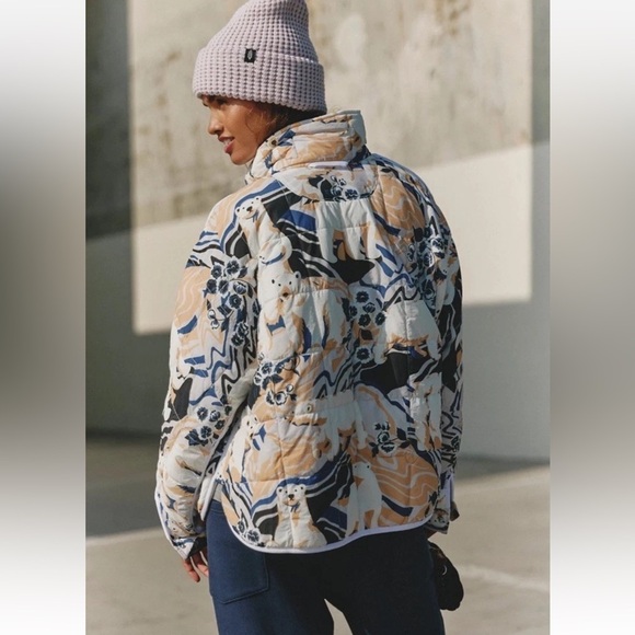 Free People Pippa Printed Packable Puffer Jacket Size  Small Polar Bear NWT - Picture 4 of 17
